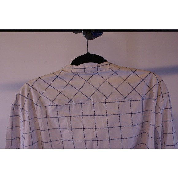 Asos Shirt Men's 2XL White Check Cotton Long Sleeve Button Up Grandad Collar - Picture 4 of 8
